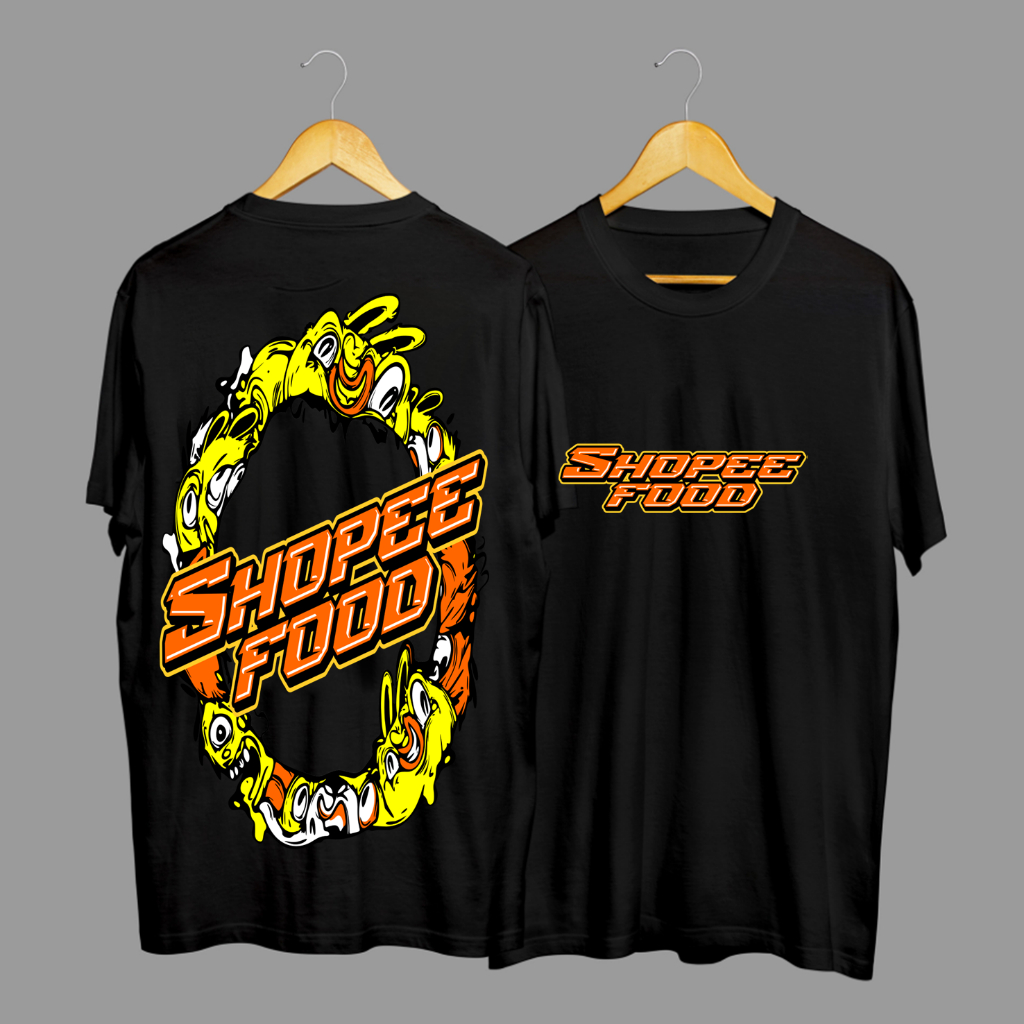 Kaos Tshirt Baju Distro Shopee Food Doodle Kaligrafi Kekinian Premium Terbaru
