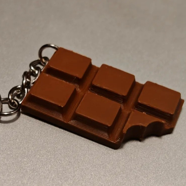 Gantungan Kunci Coklat Batangan Mini – Chocolate Bar Keychain Lucu – Aksesoris Kunci Unik 3D Print
