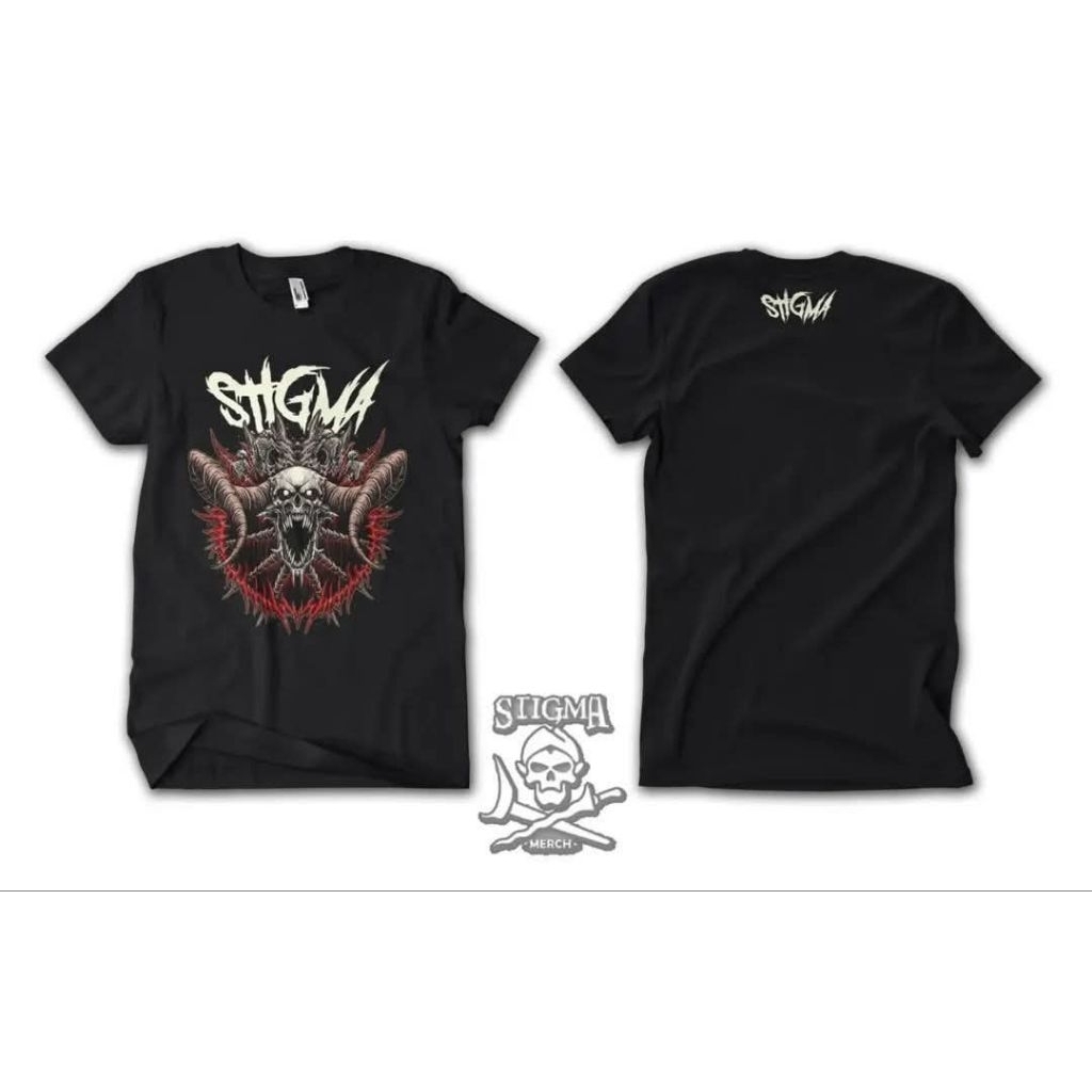 Baju kaos distro T-shirt original STIGMA MERCH pria wanita dewasa warna hitam lengan pendek bahan co