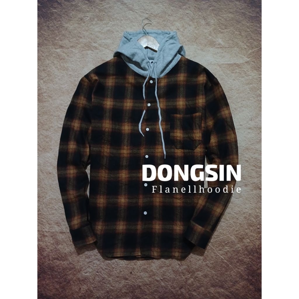 Shirt flanell hoodie DONGSIN bahan lembut bekas pakai
