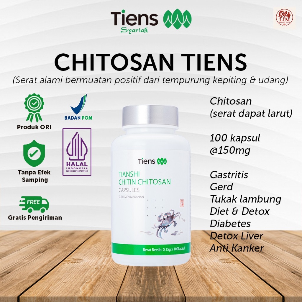 Chitin Chitosan TIENS isi 100 kapsul untuk Menormalkan Asam Lambung Tinggi Maag Gerd Kanker Prostat 