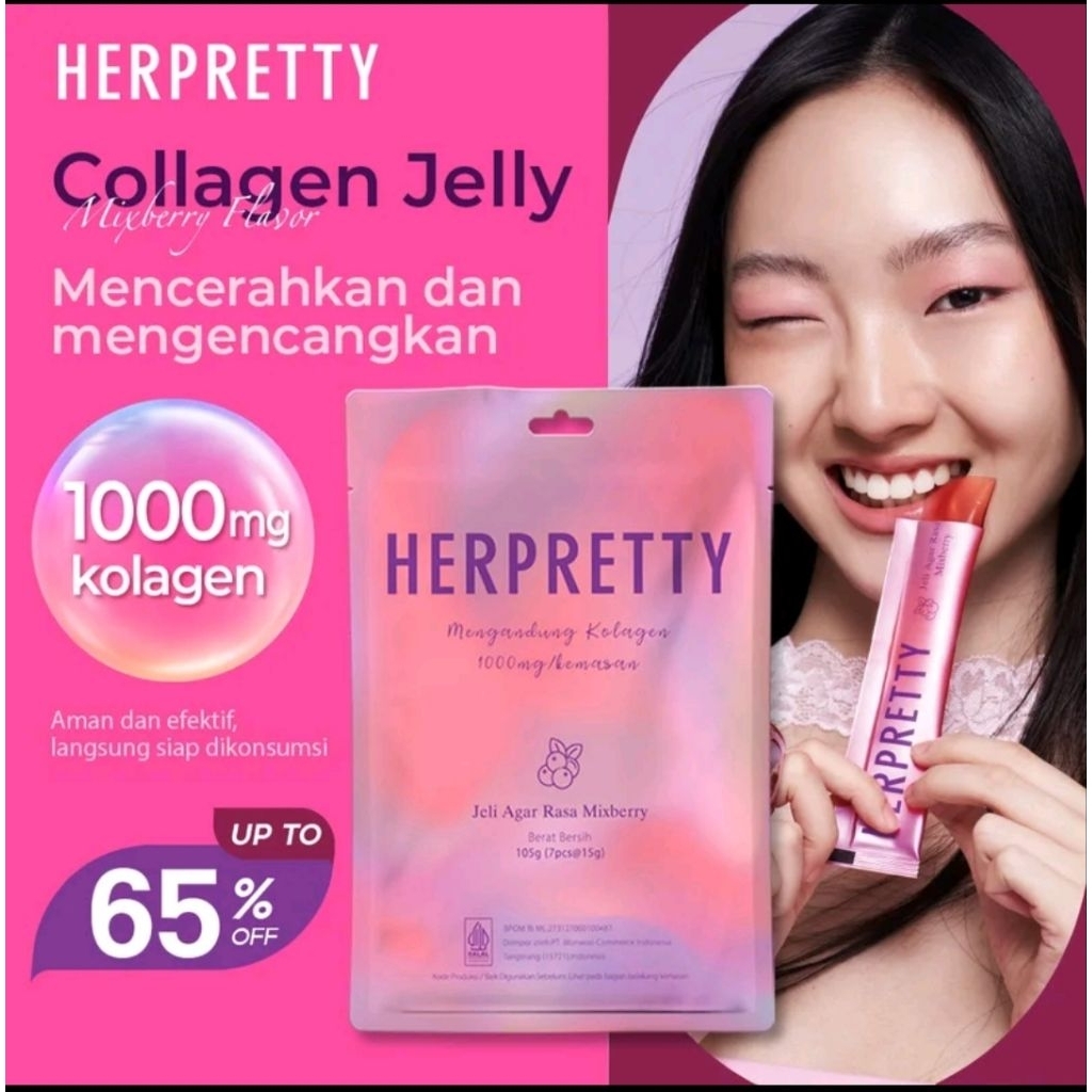 [Sarwendah Exclusive] HerPretty CollagenJelly Agar Rasa Mixberry 1000mg Peptide Kolagen Ikan & Gluta