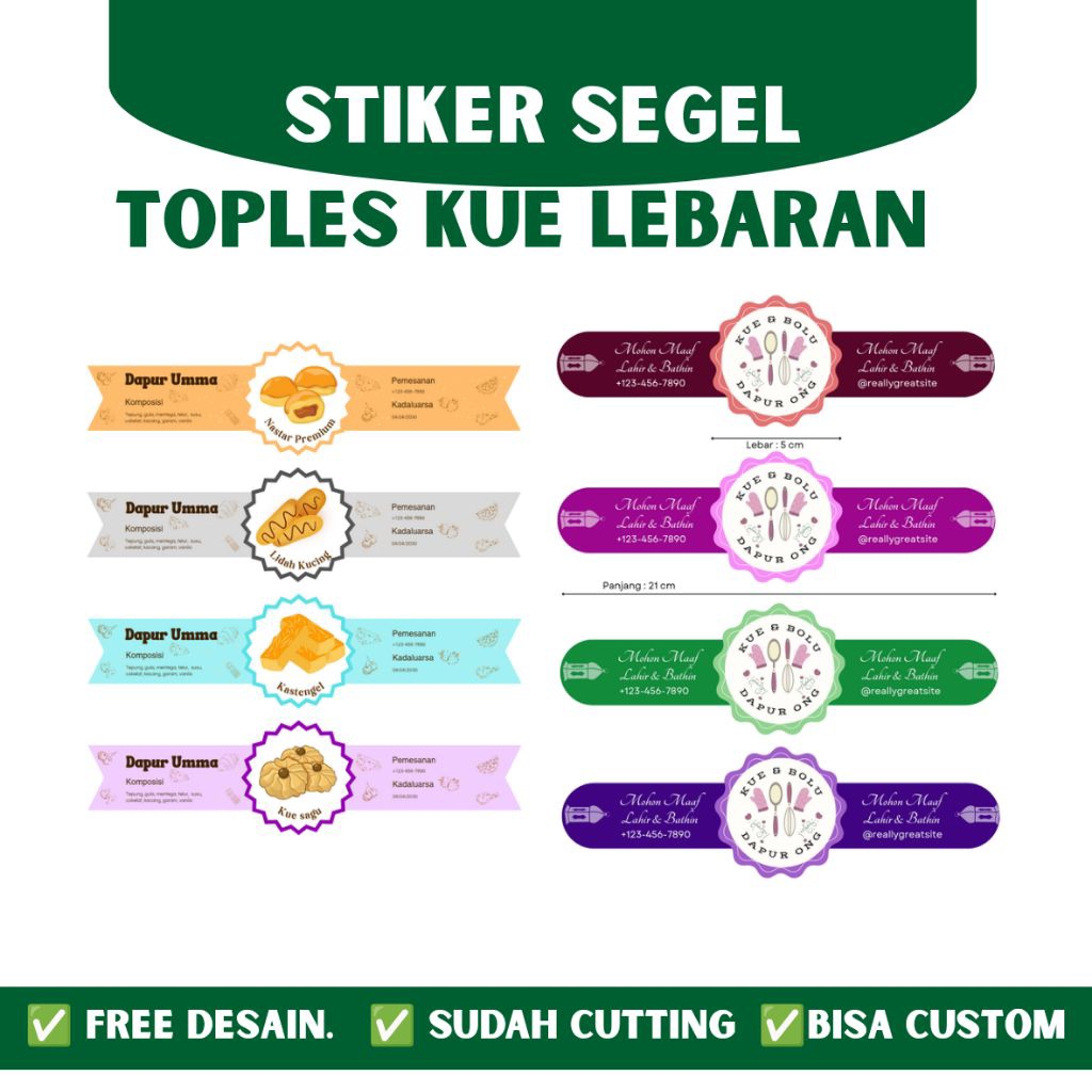 Stiker Segel Kemasan Toples Nastar Kue Lebaran Bisa Custom Free Desain