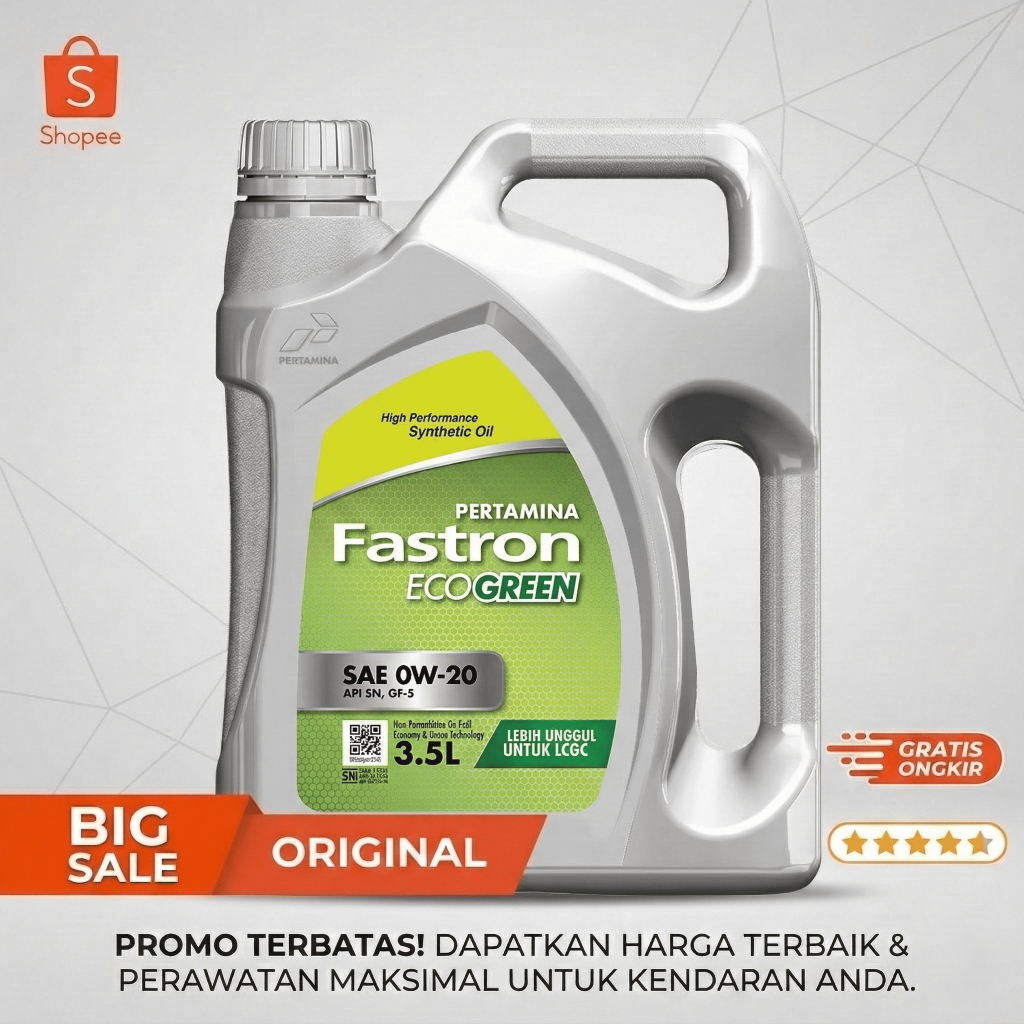 [ORIGINAL] Oli Mesin Bensin LCGC Fastron Eco Green 0W20 3.5 Liter