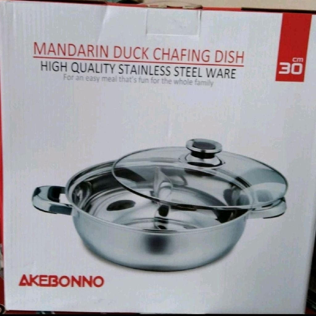 Akebonno panci shabu sekat 30cm Mandarin duck chafing dish