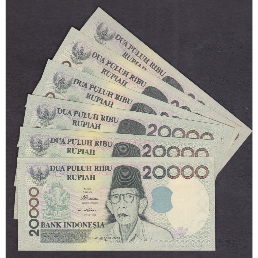 Uang Kuno 20000 Rupiah Ki Hajar Dewantara 1998 UNC Original Murah