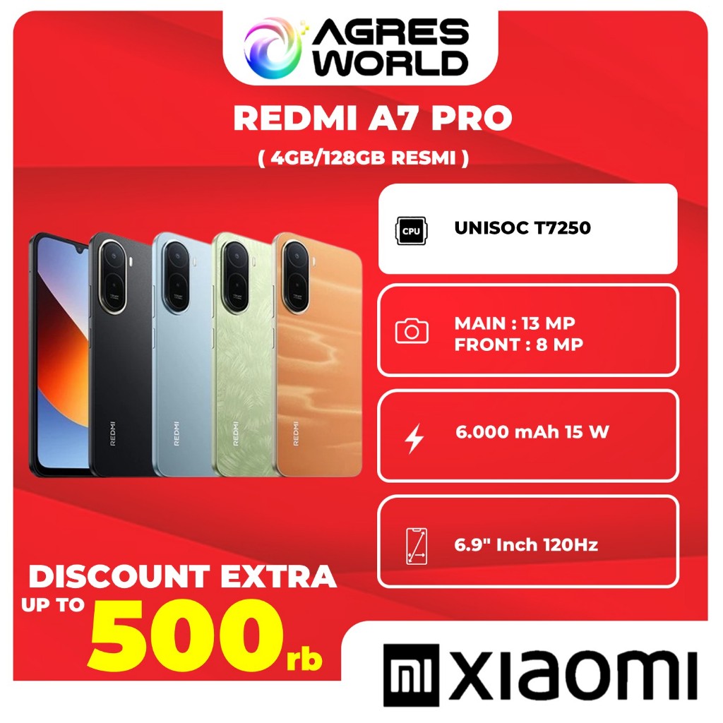 Xiaomi Redmi A7 Pro 4GB/128GB - Layar imersif 6.9 inch | Baterai 6000mAh (Typ) | Xiaomi HyperOS Gara