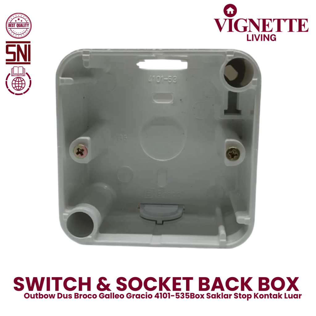 Vignette Living Outbow Dus AC Broco Galleo 4101-53SD Putih Box Stop Kontak AC Tempel Dinding Origina