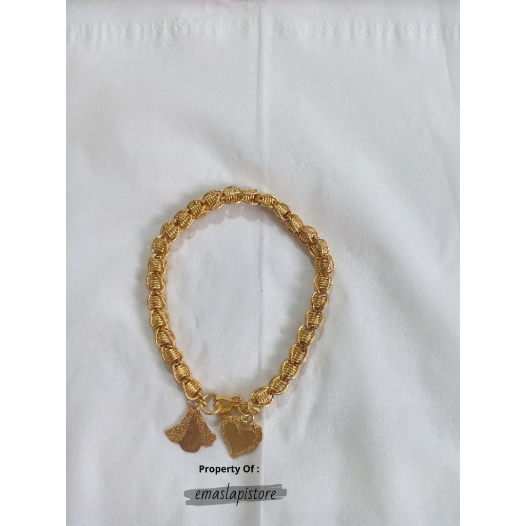 Gelang Medium Rantai Per Lingkar Polos apis Emas 999 Banjar