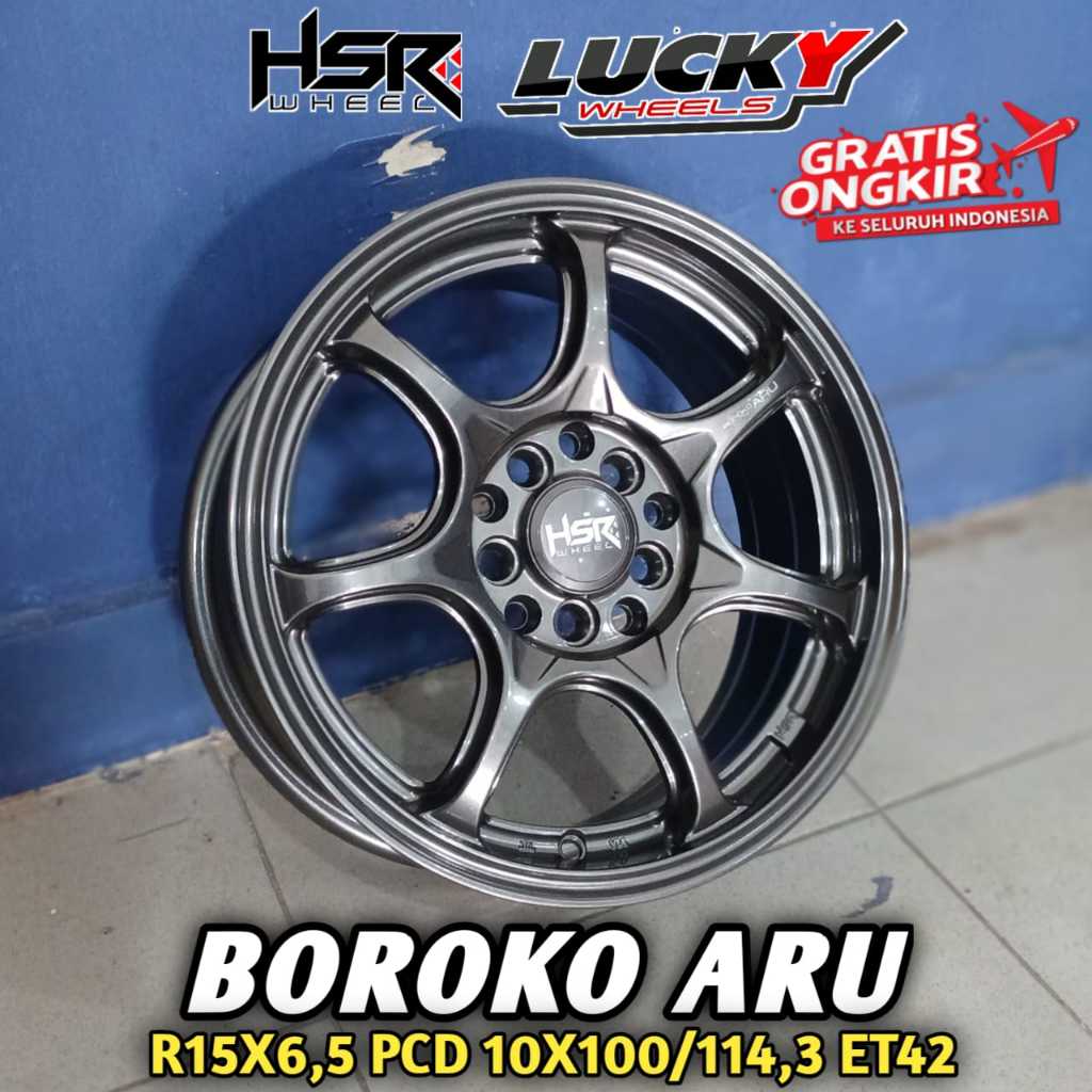 Velg mobil r15 untuk apv ertiga corolla dll velg racing merk HSR BOROKO ARU ring 15 palang 7
