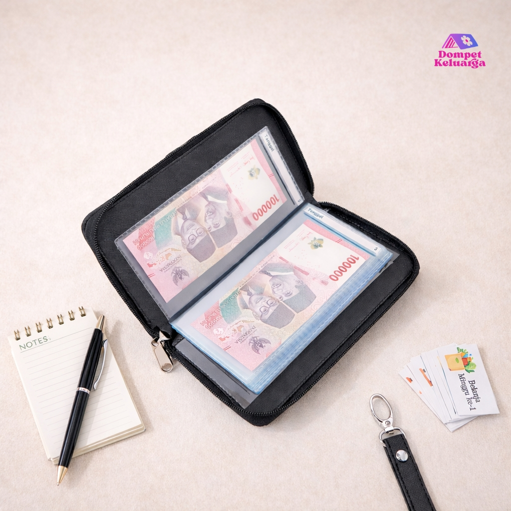 Dompet Keluarga - Dompet Budgeting Pengatur Keuangan Bulanan Keluarga Wallet Organizer Mily - Hitam