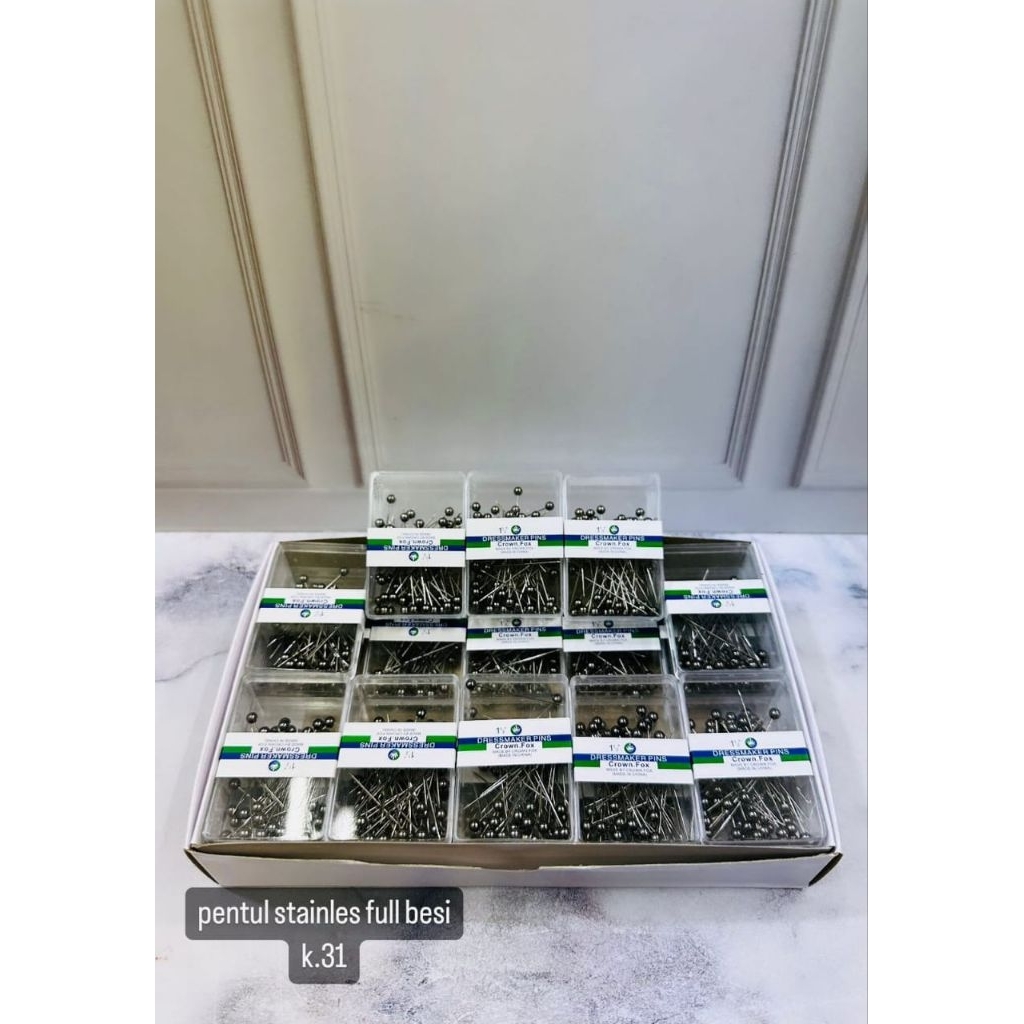 KDRACC-Grosir Lusinan 1Box Isi 20Mika Jarum Pentul Stainless Jarum Pentul Kerudung Jarum Pentul Hija