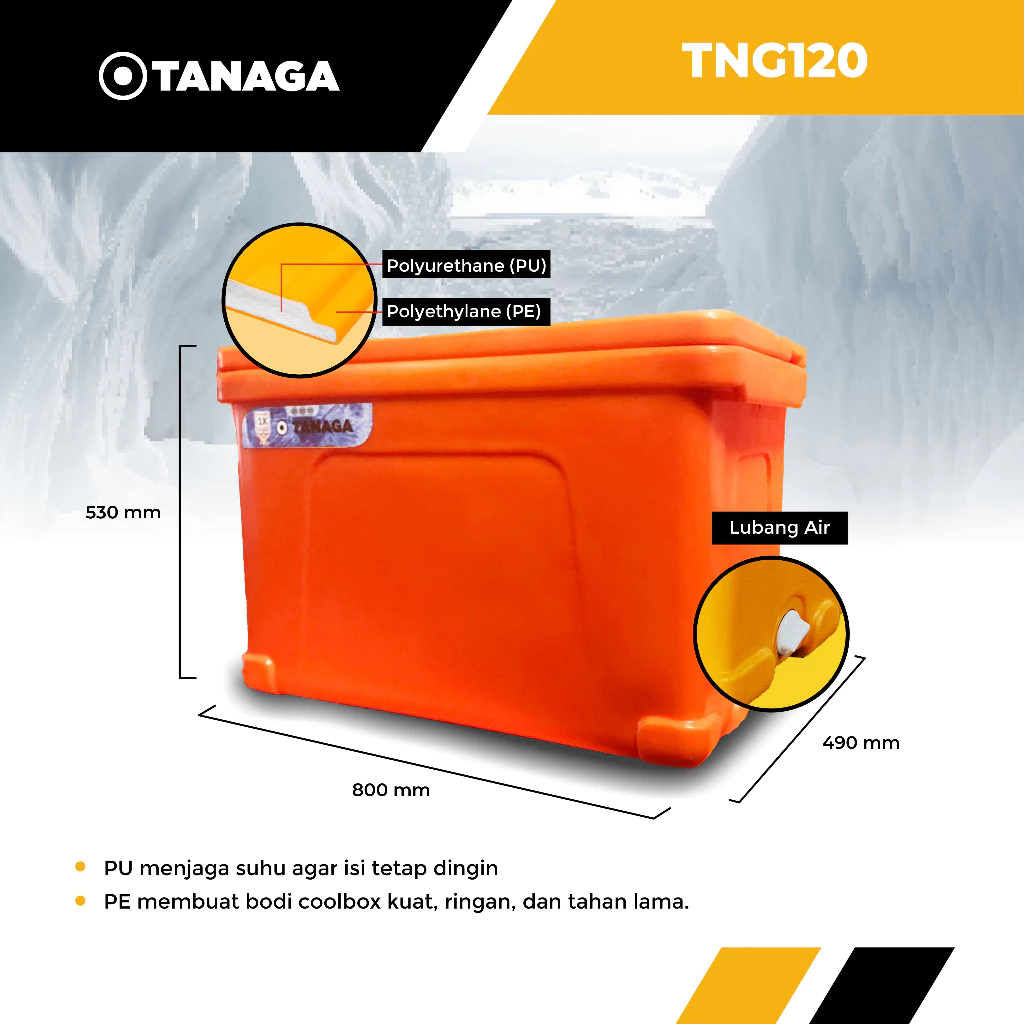 TANAGA Cool Box 120 Liter Cooler Box Kotak Es Ikan Pendingin Tahan Lama