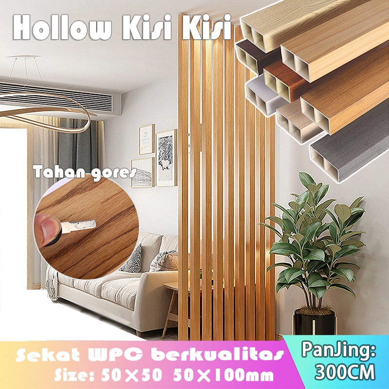 Hollow Kisi Kisi Wpc Partisi Kisi Kotak  Panjang 3 Meter  Pembatas  Dinding Wall Panel PVC