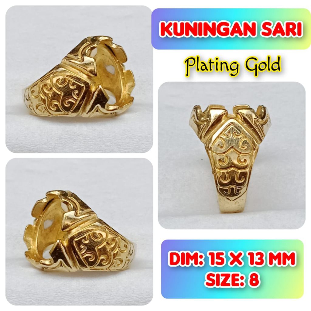 ring emban batu akik dan permata kuningan.36