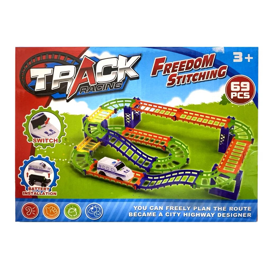 Mainan FREEDOM STITCHING DIY Set Track Mobil Jalur Mobil Balap Mainan Hobi Anak Mobil Ambulan Polisi