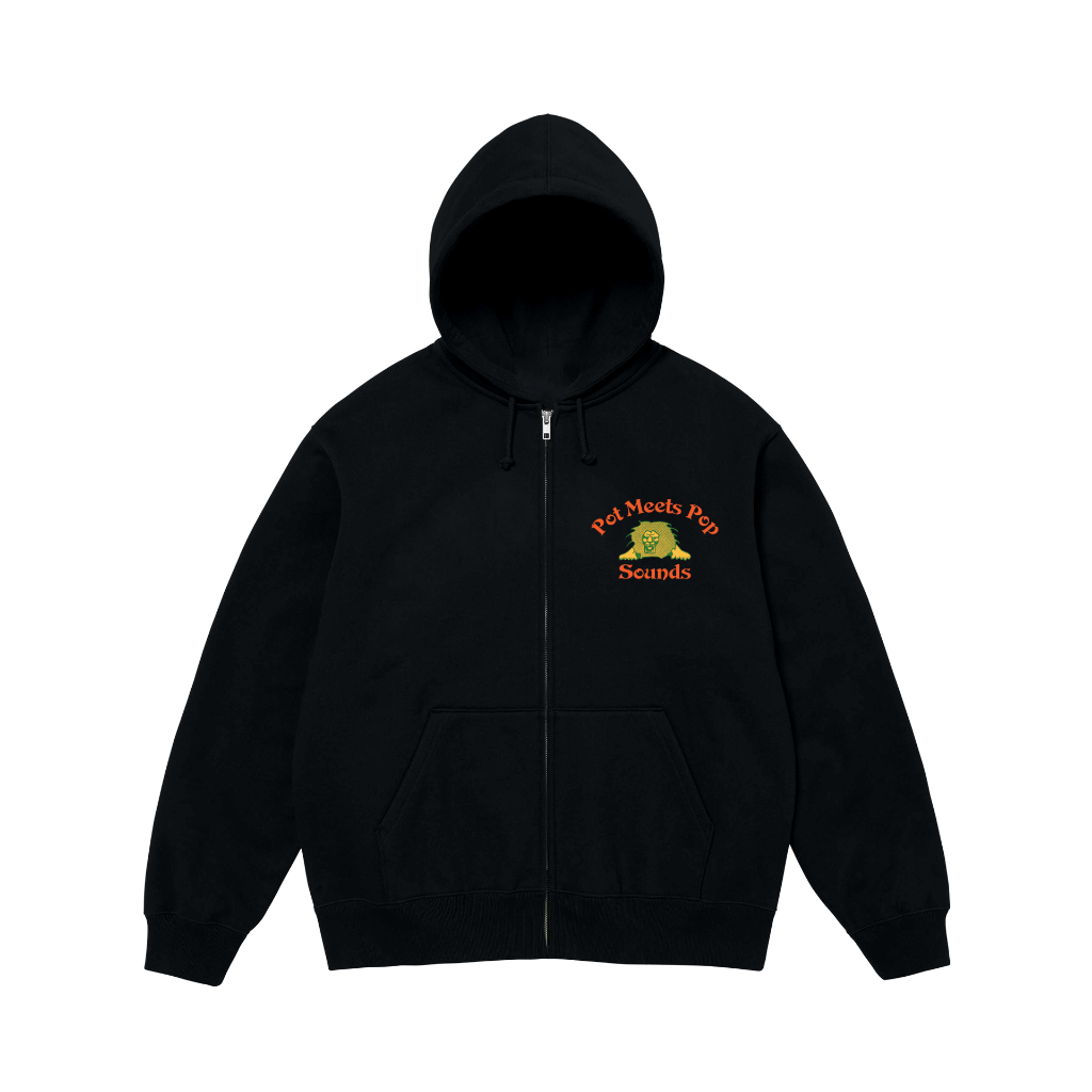 Pot Meets Pop Ziphood Lengan Panjang - Soundsystem Zip Hoodie Black Fw25 - Hoodie
