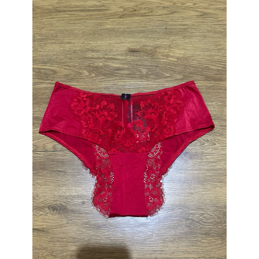 La senza Cheeky  Luminary Candy Cane Panties LaSenza Sexy Lace Panty Celana Dalam Renda Merah Brukat