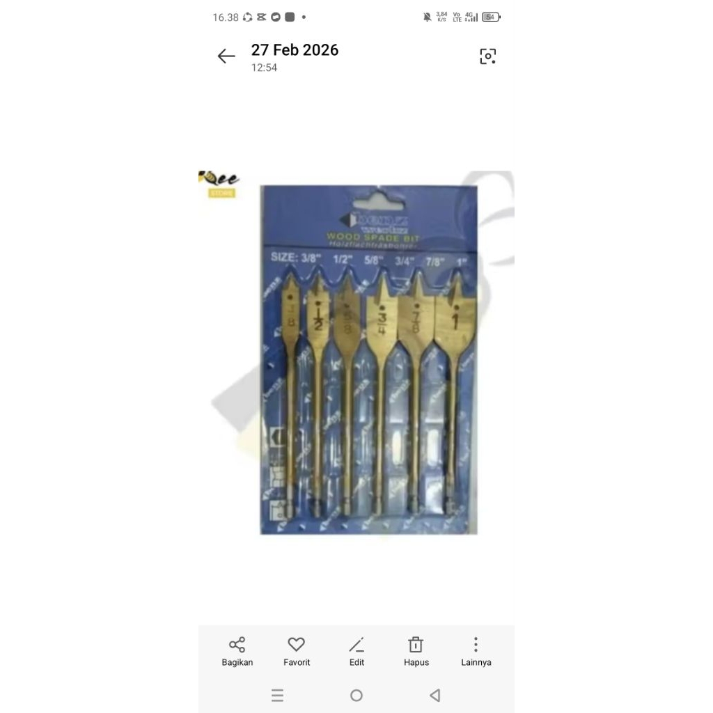 satu set mata bor kipas