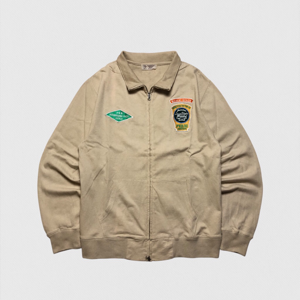 Peekaboo Surf Co. Hawaiian Loco Style Waikiki Beach Track Sweat Jacket Beige
