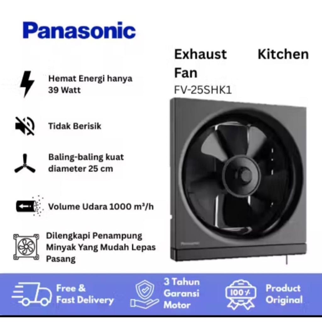 Panasonic FV-25SHK1 Kipas Ventilasi Dapur Hitam
