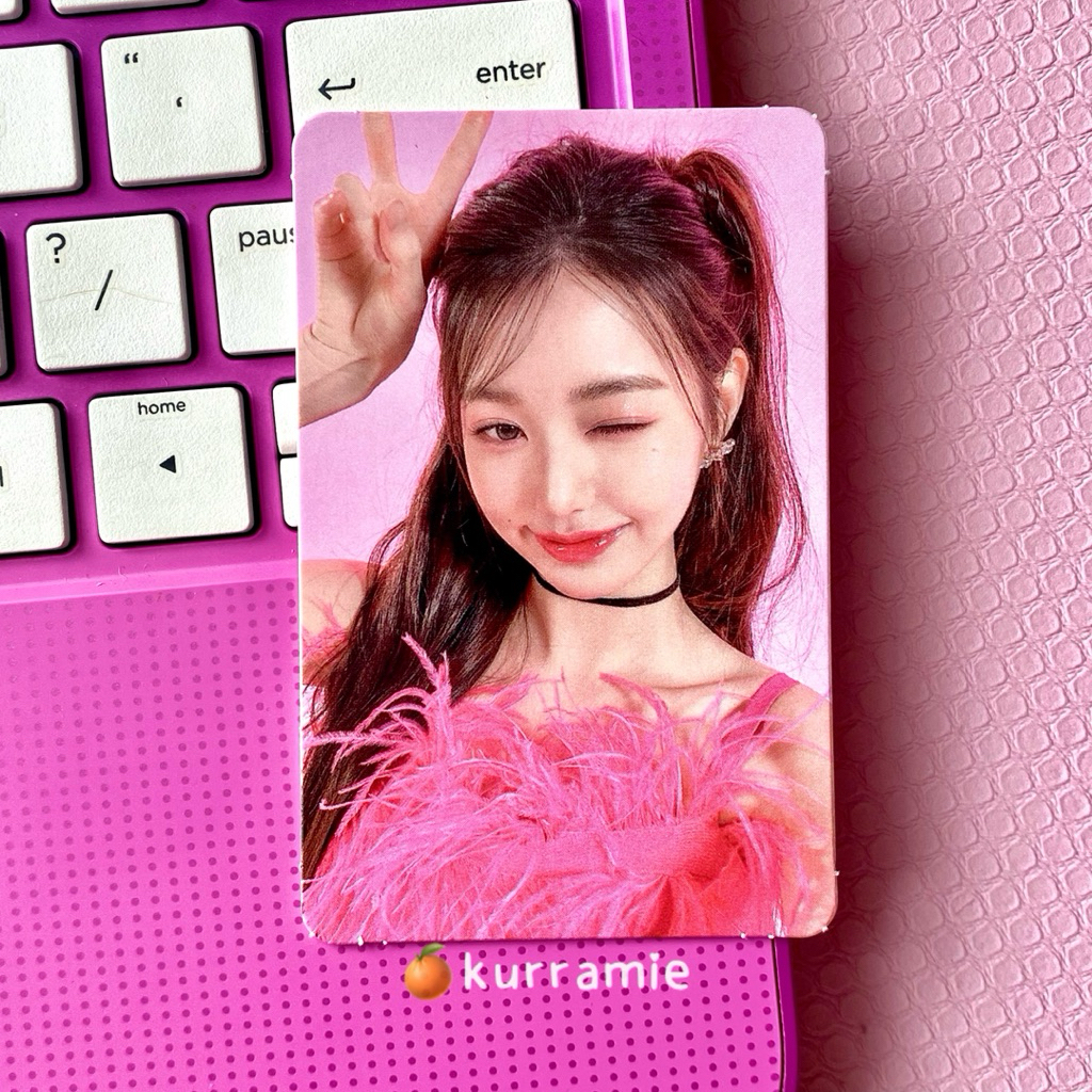 (clearance sell) pc wonyoung ive amuse r1 baju rumbai pink photocard official pose wink peace poca w