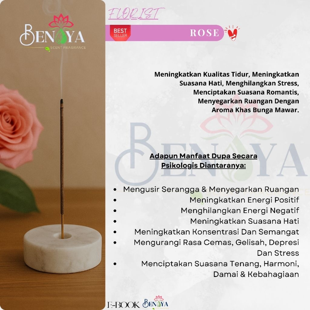 BENAYA Incense Stick ROSE AROMATERAPI BAKAR DUPA HIO WANGI PREMIUM