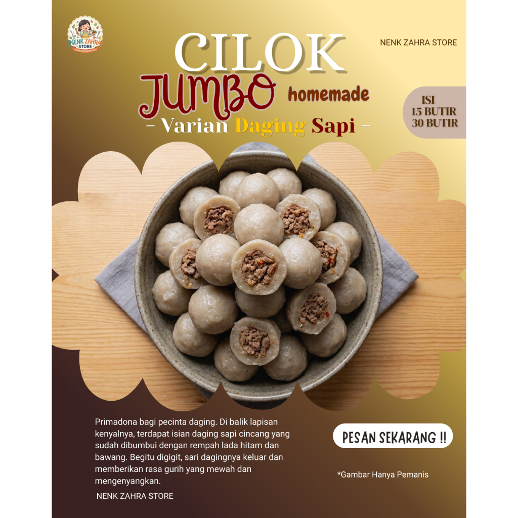 Cilok Jumbo Isi Daging Sapi Cincang [Isi 15-30 Butir] - Jajanan Aci Kenyal Daging Asli Jumbo
