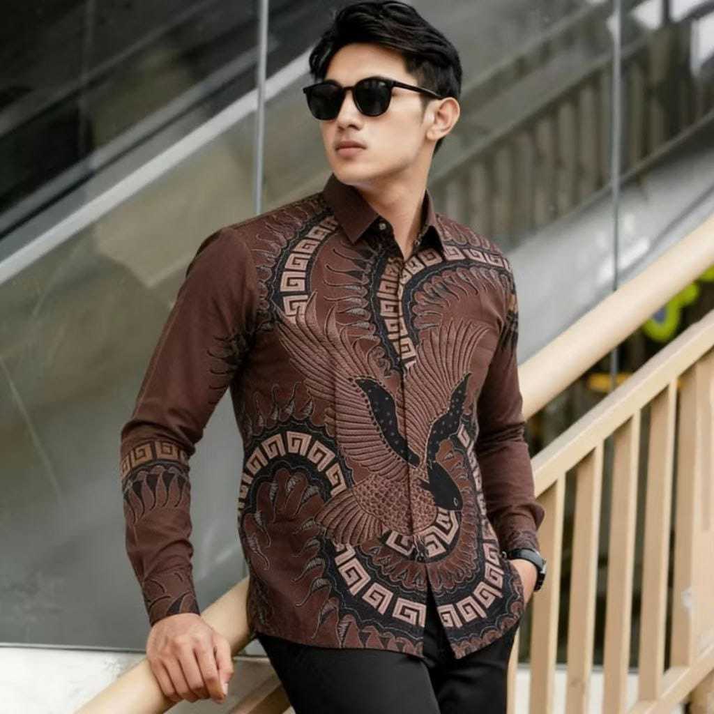 Batik Pria Slimfit Motif Naga Hitam Kemeja Kantoran Stylish Pria Kondangan