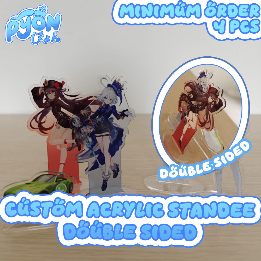 Standee akrilik Custom / Custom Acrylic Standee 3mm 2 sisi [1 sisi mirror] - UV Printed & Laser Cut