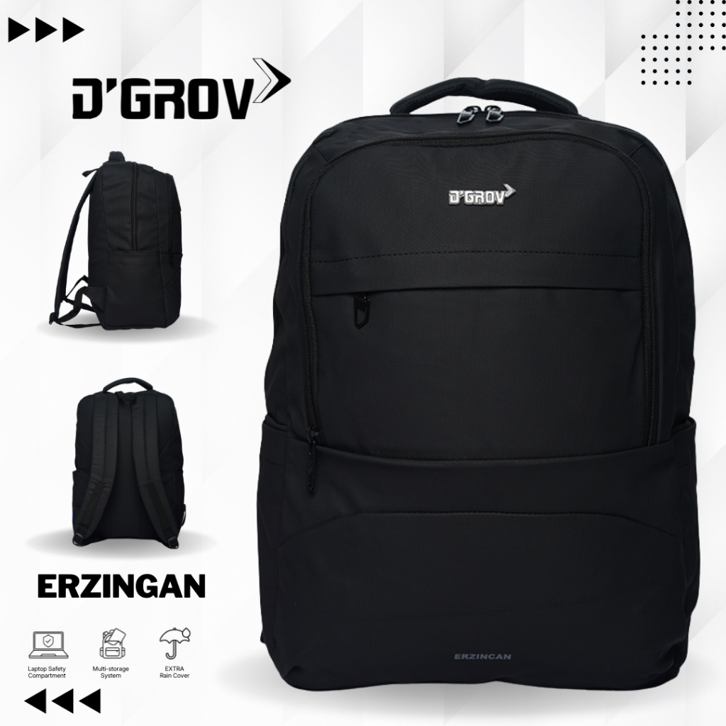 D'GROV ERZINGAN 7364 Tas Backpack Pria Tas Laptop 14 Inch Waterproof  Tas Punggung Sekolah Kerja + F