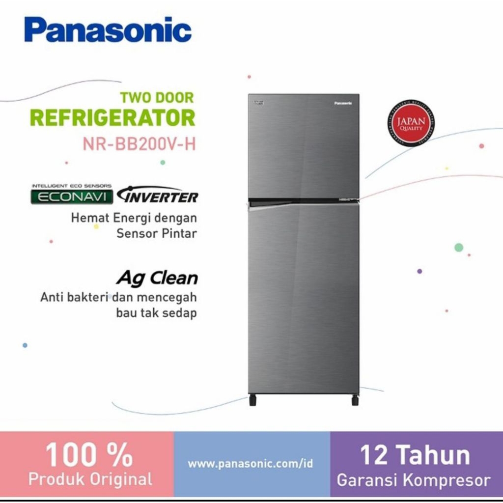 KULKAS PANASONIC 2 PINTU NR-BB200VH 196LITER KULKAS PANASONIC 2PINTU