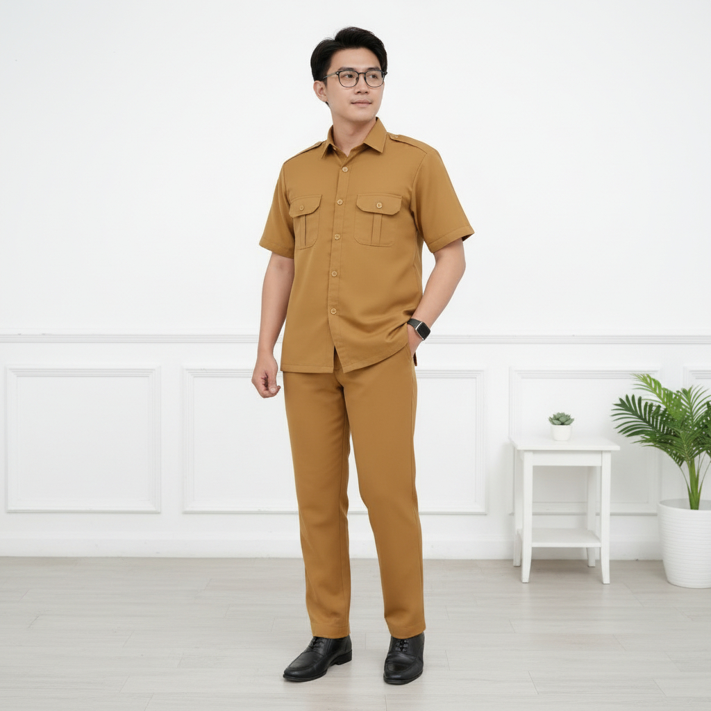 SLINDAFAR |  SERAGAM KHAKI PRIA SETELAN ATAS DAN BAWAH SERAGAM UNTUK ASN