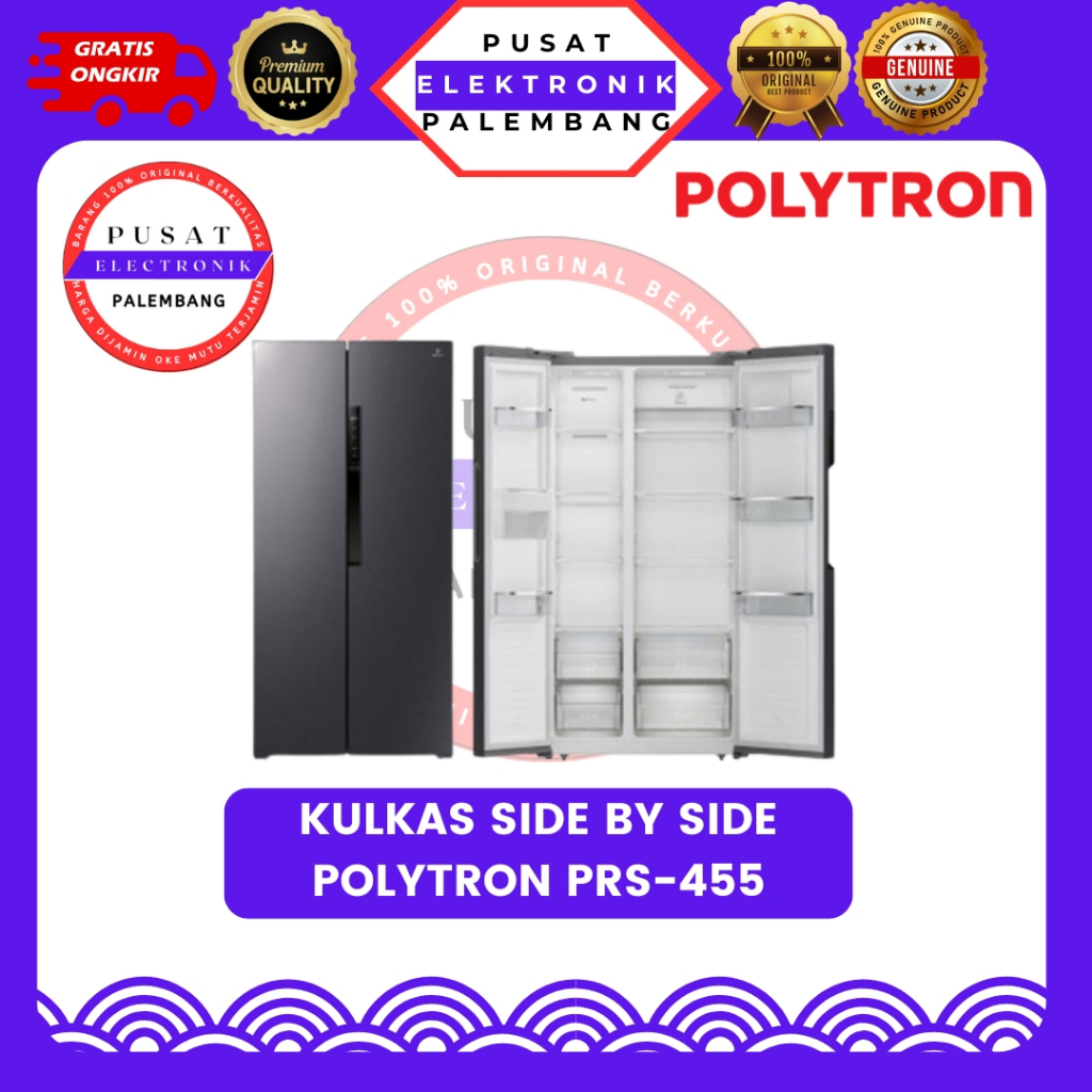 KULKAS SIDE BY SIDE POLYTRON PRS-455 KULKAS SIDE BY SIDE PALEMBANG