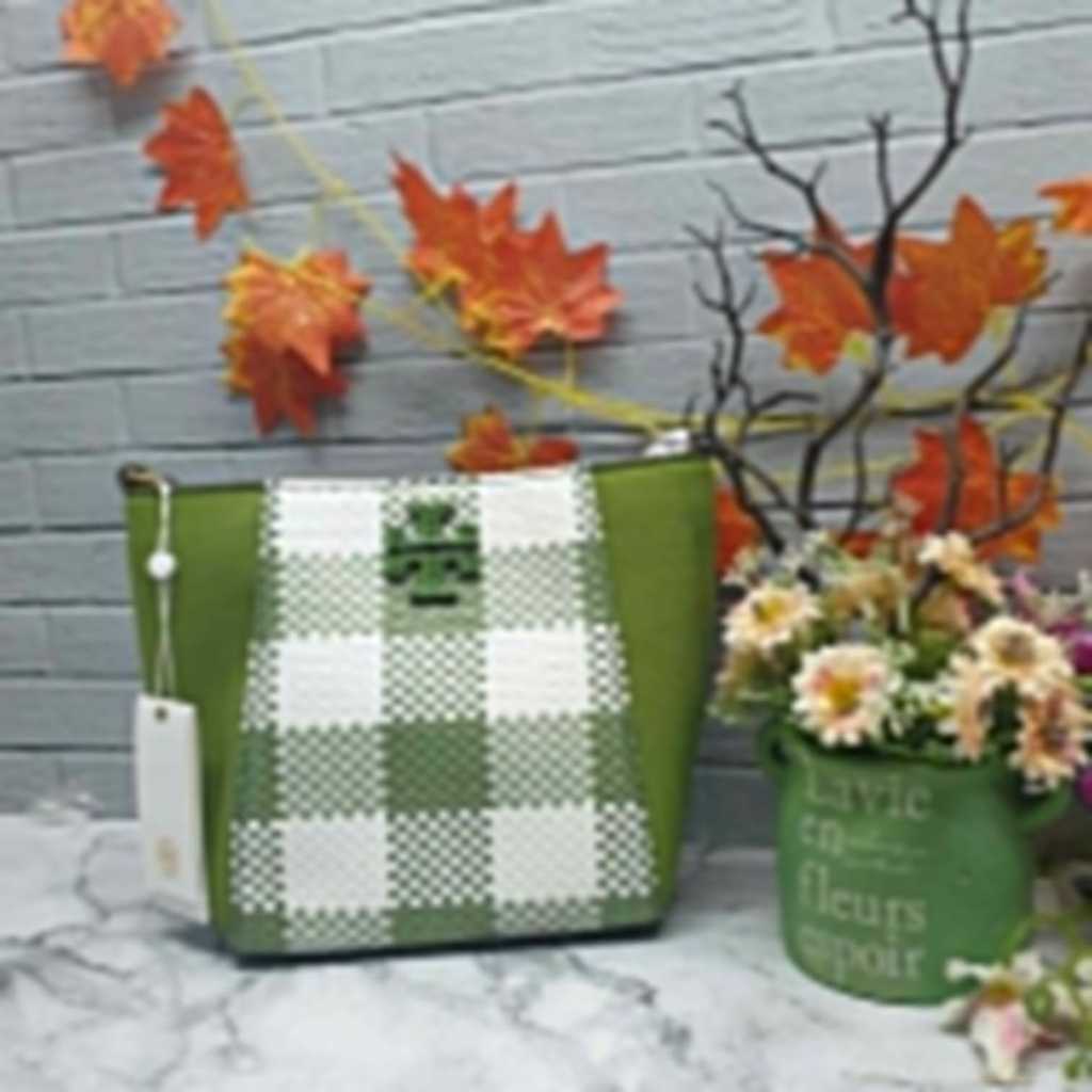 TB Tas Bucket Wanita 79346 Mcgraw Woven Plaid Small Bucket Bag Shiso