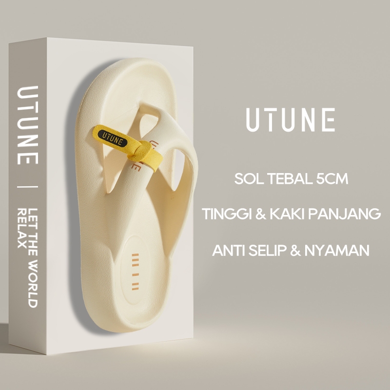 UTUNE Sandal Jepit Wanita Sol Tebal 5CM Empuk Nyaman Warna Cerah Anti Selip Sandal Pantai Fashion un