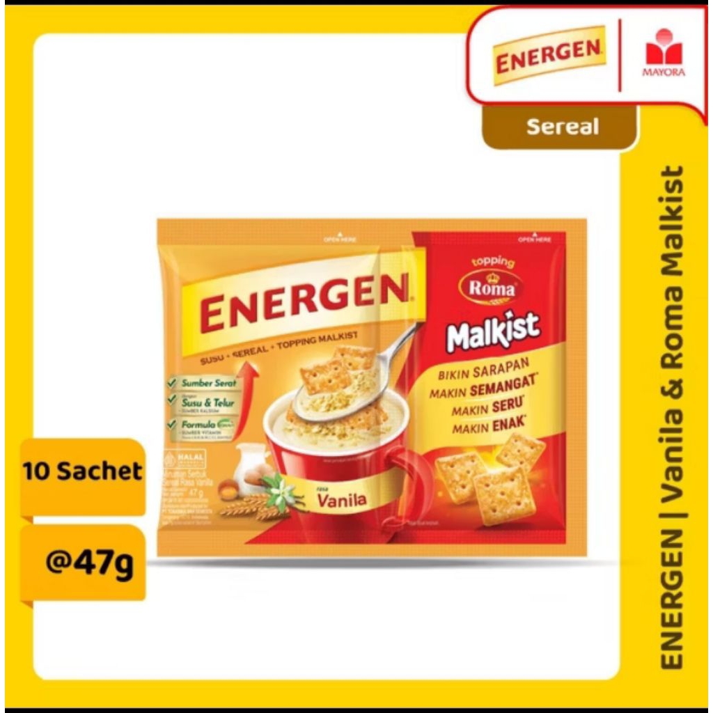 Energen Sereal dan Susu Rasa Vanilla Topping Malkist