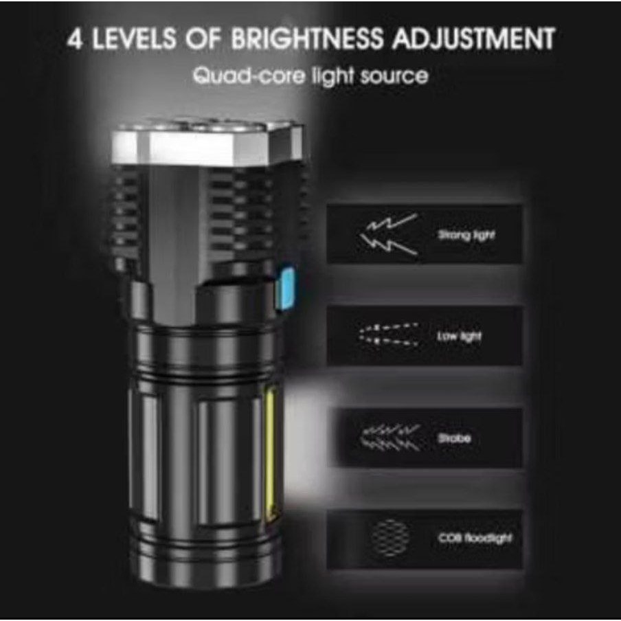 4 super bright flashlight senter