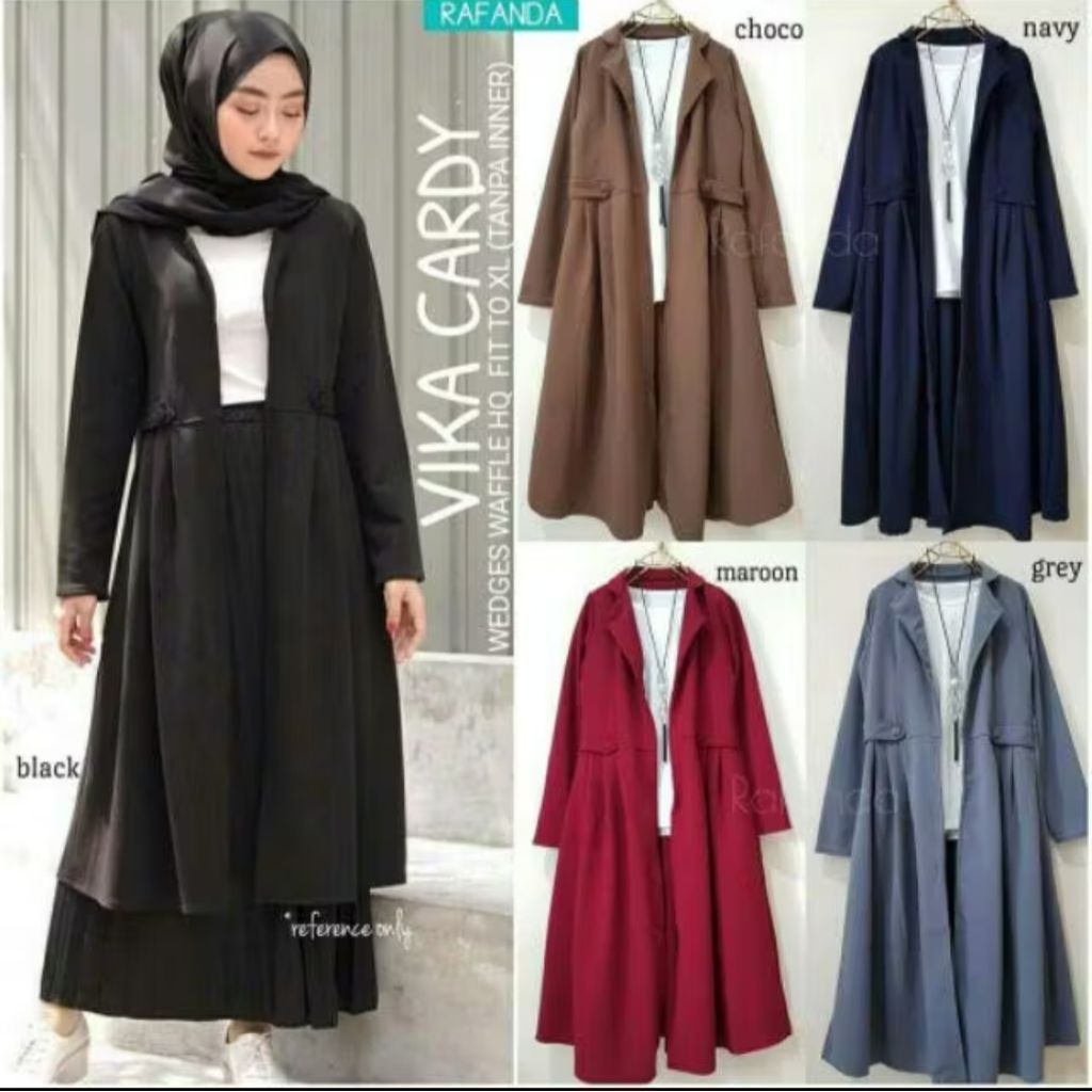 Vika Cardy,cardigan bahan wedges waffle fit to XL ld98-110 bahan melar cantik modis termurah terlari