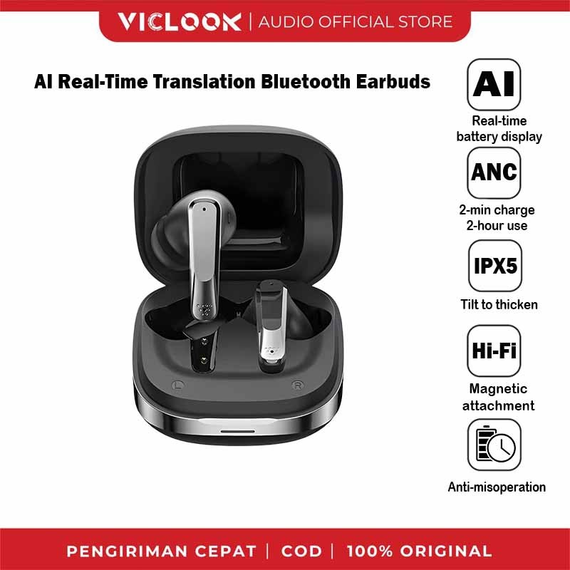 VICLOOK AI Earbuds Real-Time Translation Air Pro TWS ANC Noise Canceling Mic Bluetooth 6.0 IPX5