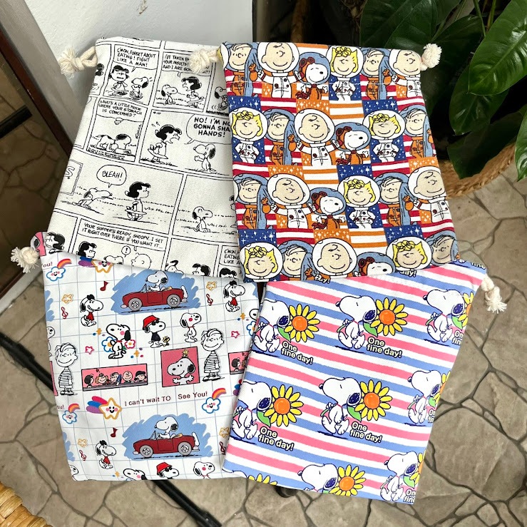 Drawstring Bag Snoopy Sinchan Mickey Pouch Serut Karakter Kartun Kiki Serbaguna Multifungsi Unik Luc