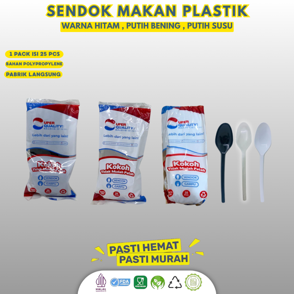 [25 Pcs] Sendok Makan Bening / Sendok Plastik Food Grade Premium / Sendok Makan Tebal / WSB25