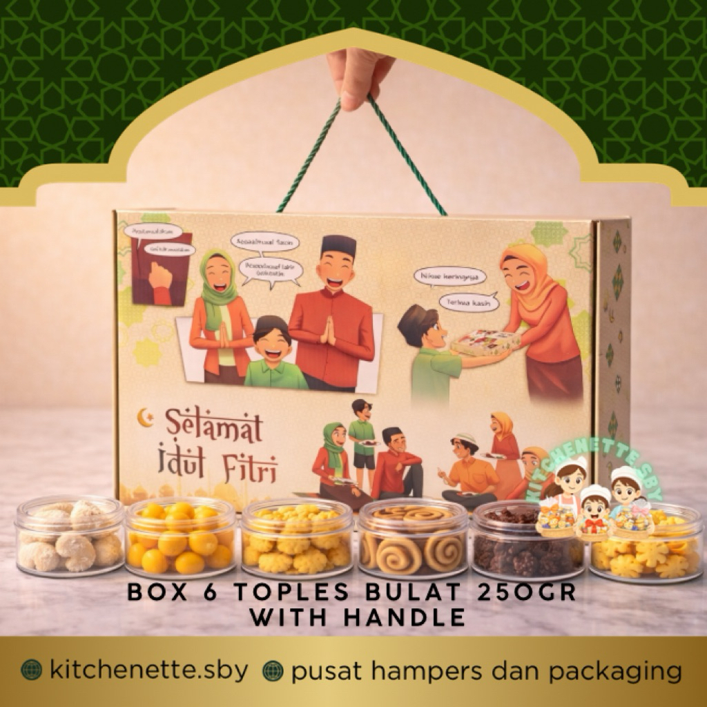 BOX LEBARAN isi 6 toples 250gr kue kering TAS KOTAK IDUL FITRI DUS KUE KERING ISI 6 TOPLES 250gr KOT