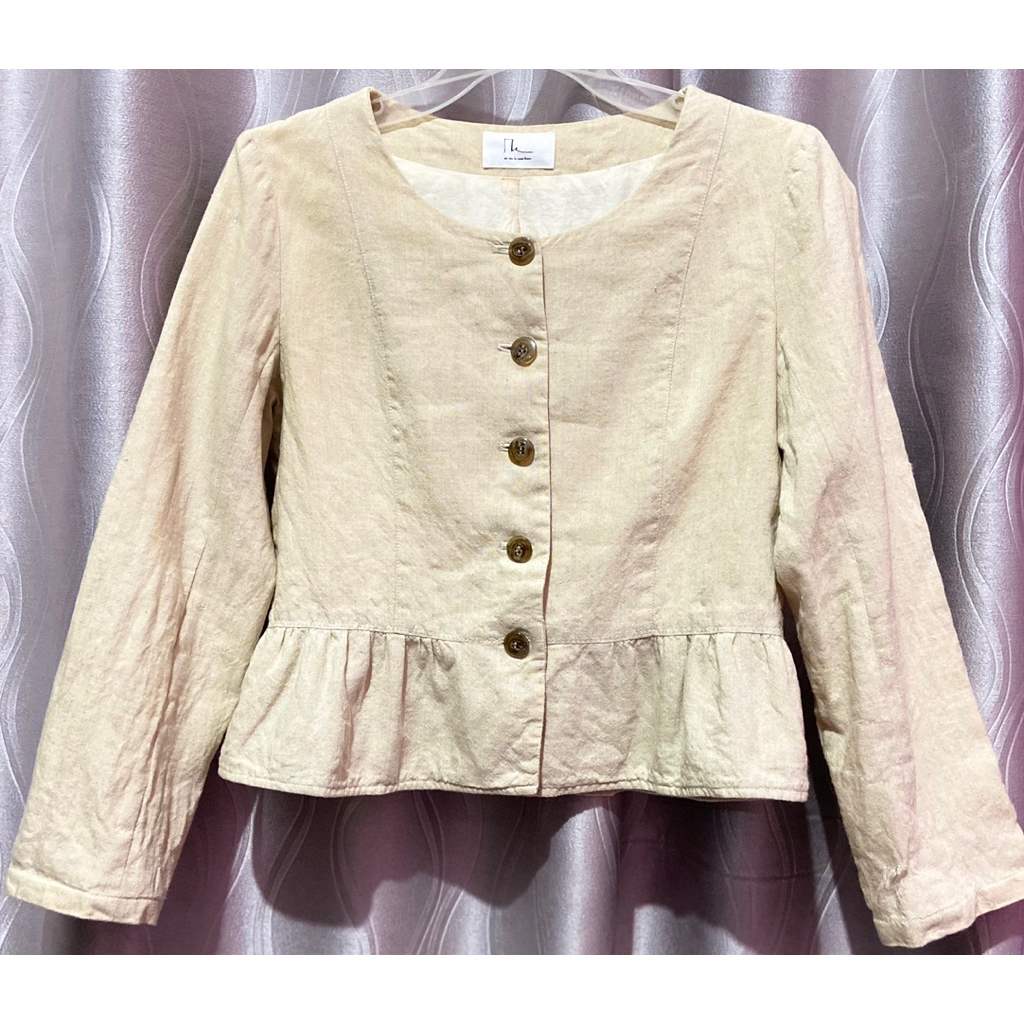 PRELOVED BLAZER CROP LINEN