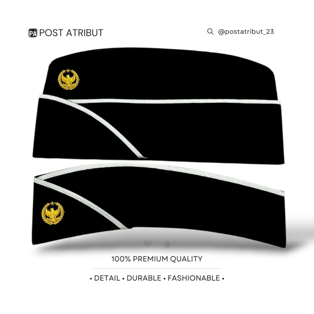 Bivakmut KEMENIMIPAS + Emblem Luxury Gol.2A-2D Lux Hitam Terbaru / Topi Bivakmut KEMENIMIPAS Gol.3D-