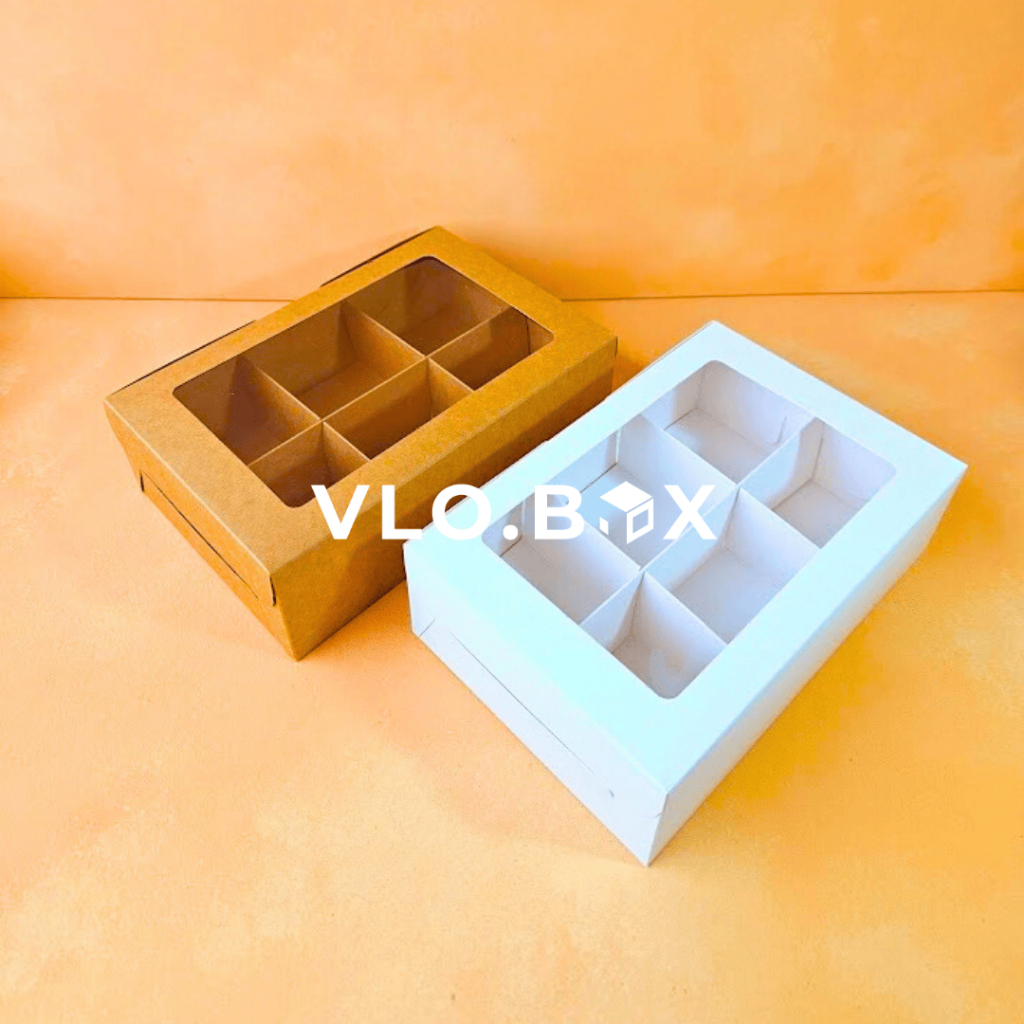 Kotak kue sekat 6 ivory tebal | dus box kue hampers