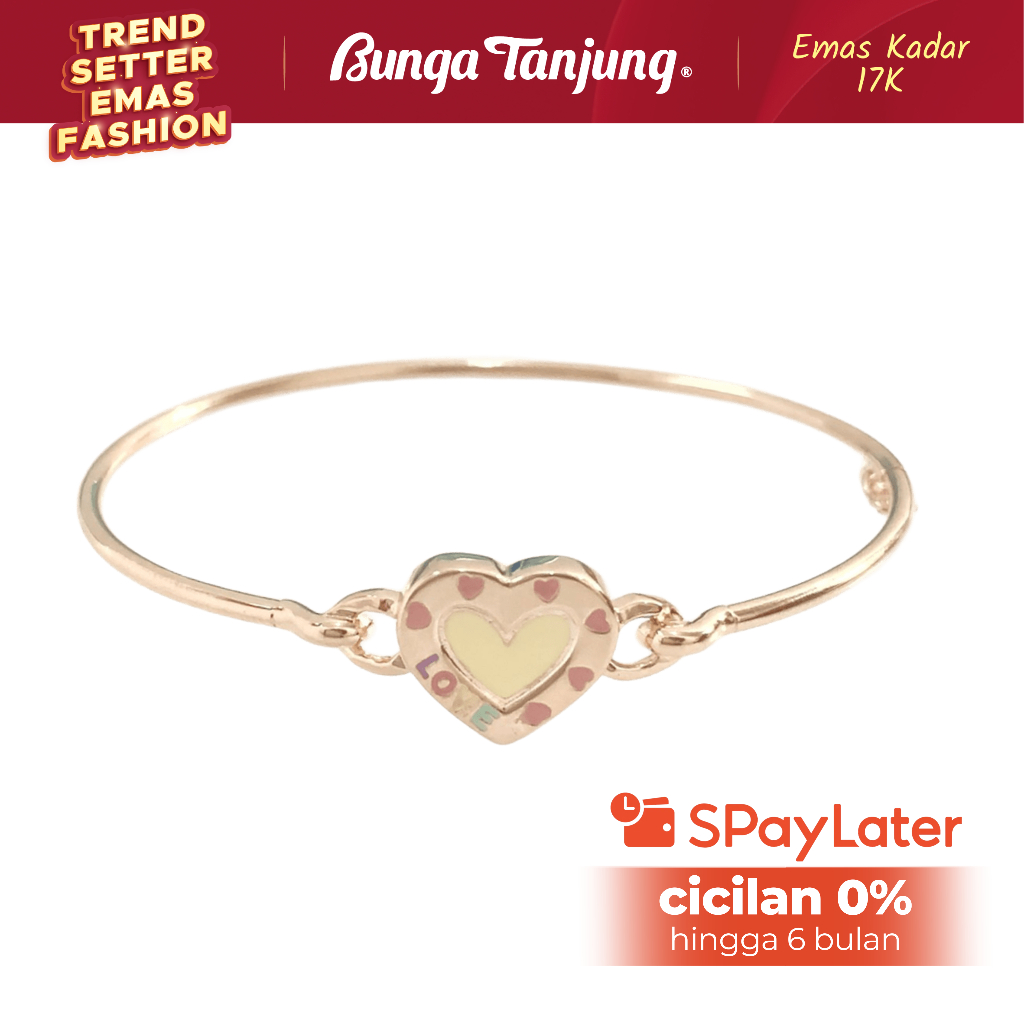 GELANG BANGLE HATI SWEETY WARNA - EMAS 17K - BUNGA TANJUNG GOLD
