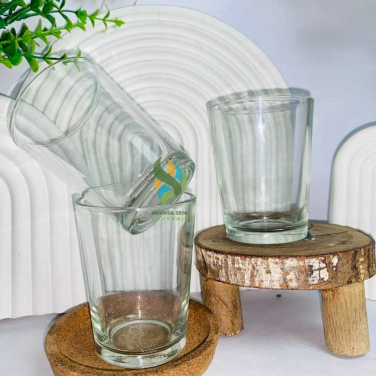 Souvenir Gelas Minum Jamu Cup Kaca Kecil Gelas Cangkir Kopi Tumbler Beling Bening Polos