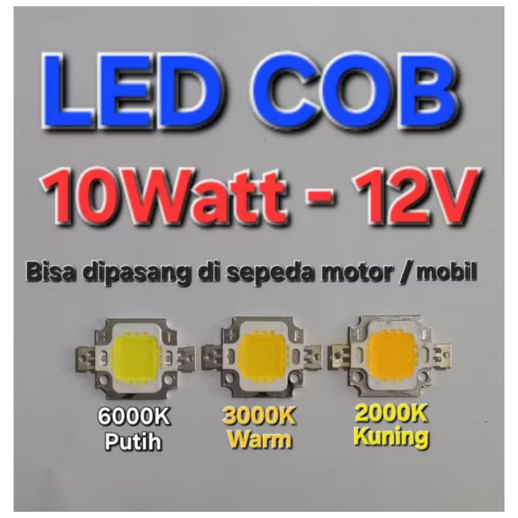LED COB 10W-12V DC bisa juga untuk motor