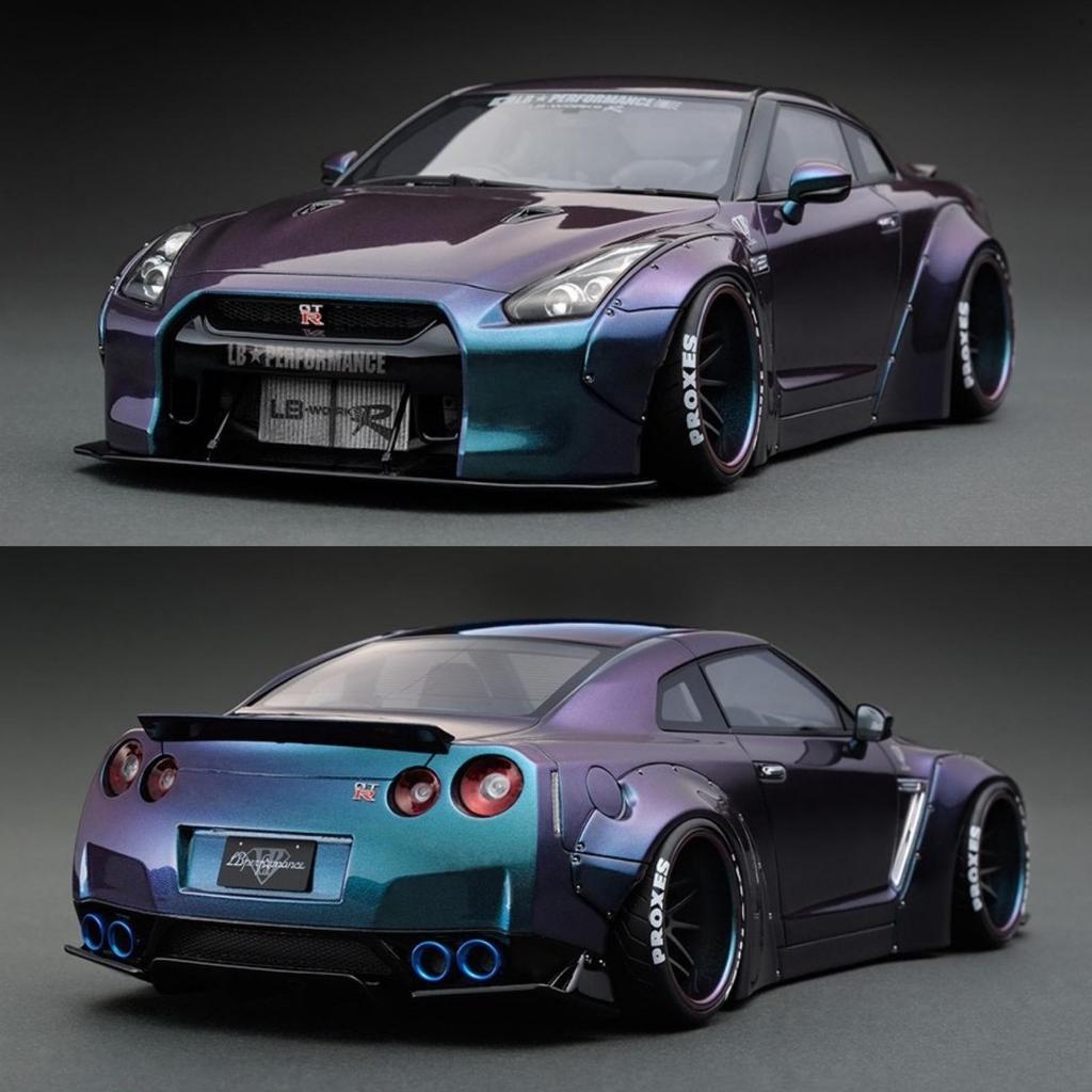 Ignition Model 1:18 LB-Works GT-R R35 Resin Metallic Purple Green